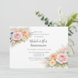 Soft Watercolor Floral Bridesmaids Luncheon Invitation
