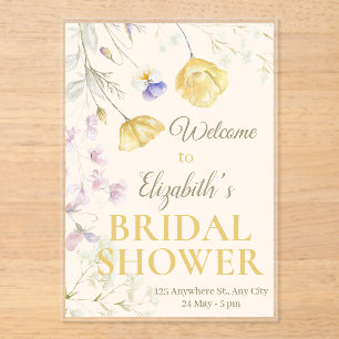 Soft Watercolor Floral  Customizable Bridal Shower Acrylic Invitations