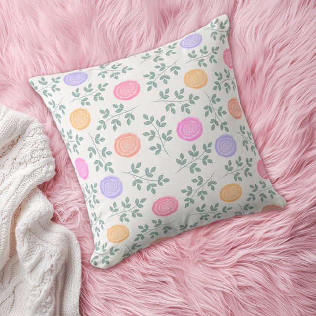 Soft watercolor floral pattern throw pillow (Creator Uploaded)