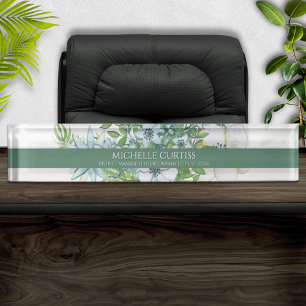 Soft Watercolor Floral Personalized Name Plate