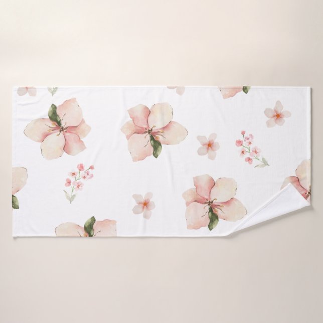 Soft Watercolor Floral Seamless Pattern Bath Towel Set (Bath Towel)