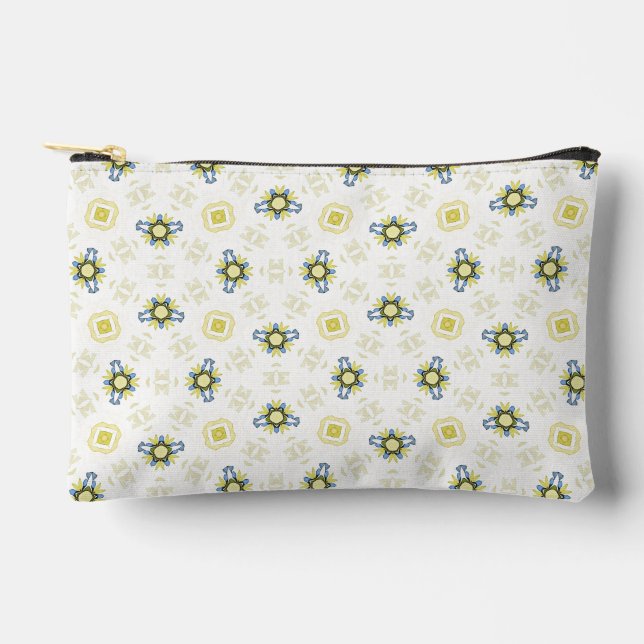 Soft Watercolor Floral Tile Pattern Accessory Pouch (Front)