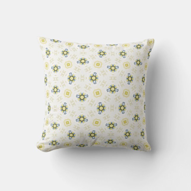 Soft Watercolor Floral Tile Pattern Throw Pillow (Front)