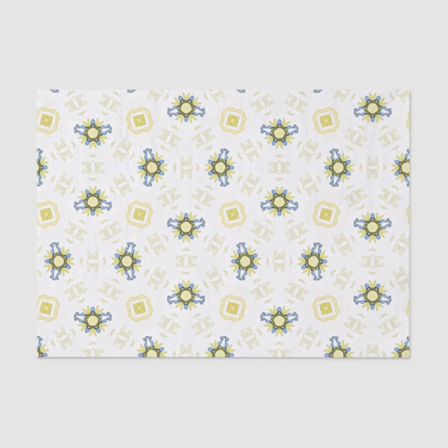 Soft Watercolor Floral Tile Pattern Tissue Paper (Front)