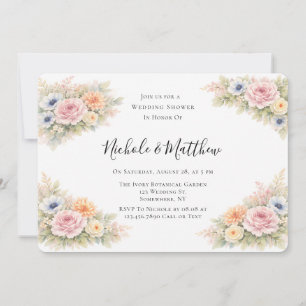 Soft Watercolor Floral Wedding Shower Invitation