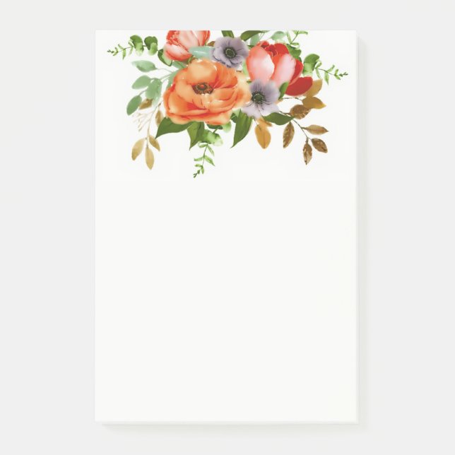 Soft watercolor flowers post-it notes (Front)