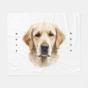 Soft Watercolor Golden Retriever Dog Fleece Blanket