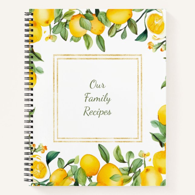 Soft watercolor italian lemon gold Spiral Notebook (Front)