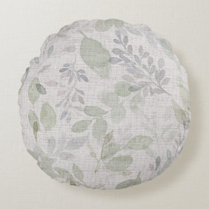 SOFT WATERCOLOR LEAF ROUND PILLOW