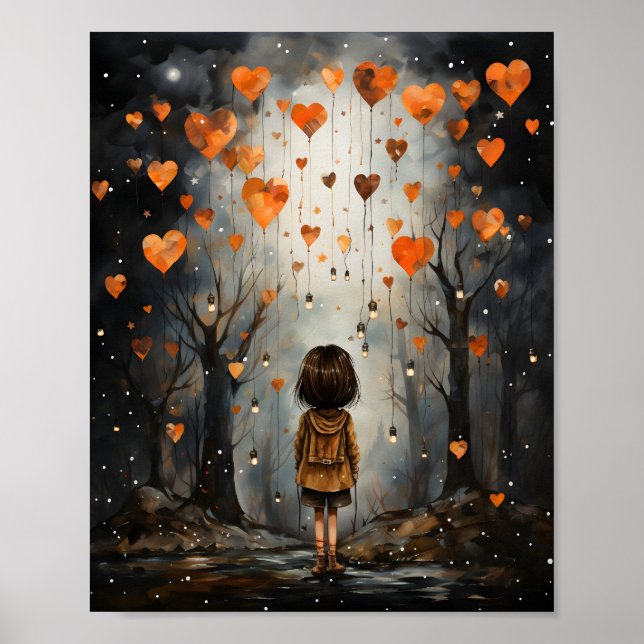 Soft Watercolor Little Girl Whimsical Illustration Poster (Front)