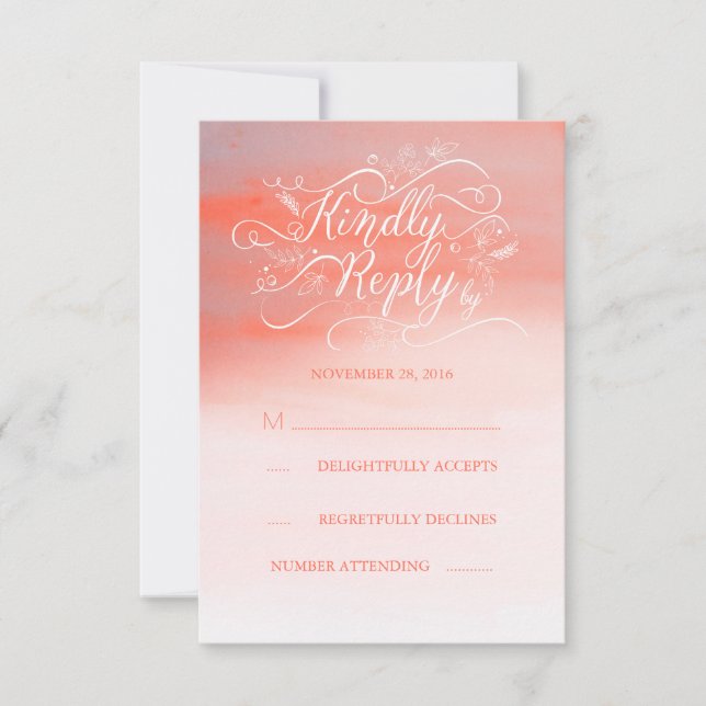 Soft Watercolor Modern Pink Wedding RSVP Card (Front)