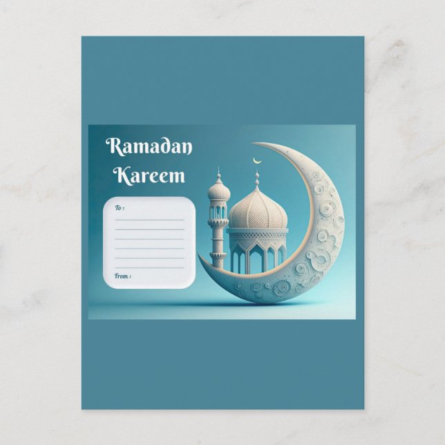 Soft Watercolor Mosque Ramadan Serenity Postcard (Front)