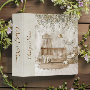 Soft Watercolor Neutral Beige Baby Photos Binder