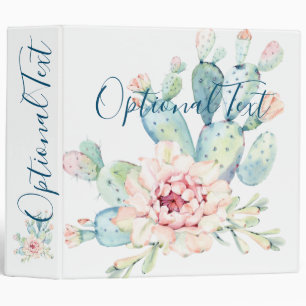 Soft Watercolor Pastel Blooming Cactus Binder