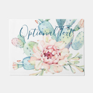 Soft Watercolor Pastel Blooming Cactus Doormat