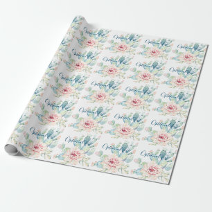 Soft Watercolor Pastel Blooming Cactus  Wrapping Paper