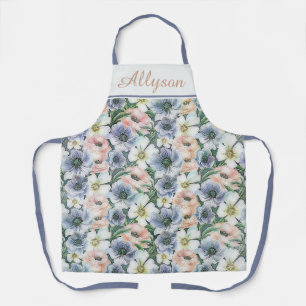 Soft watercolor pastel floral  apron