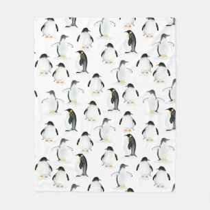 Soft Watercolor Penguin Fleece Throw