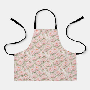Soft Watercolor Peony Floral Seamless Pattern Apron