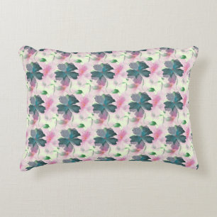 Soft Watercolor Pink Floral Pattern Accent Pillow