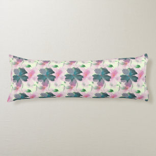 Soft Watercolor Pink Floral Pattern Body Pillow