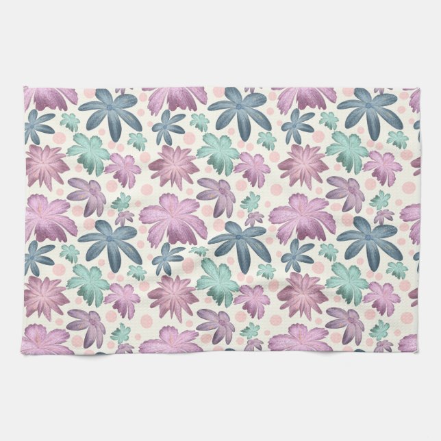 Soft Watercolor Pink Floral Pattern |  Wallpaper Kitchen Towel (Horizontal)