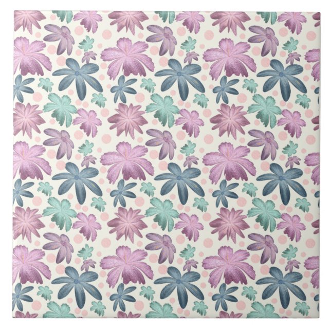 Soft Watercolor Pink Floral Pattern |  Wallpaper Tile (Front)