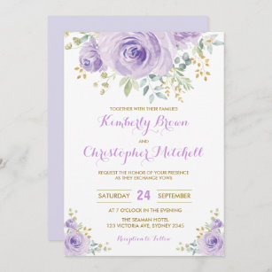 Soft Watercolor Purple Lilac Floral Wedding Party Invitation