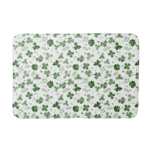 Soft Watercolor Shamrock Pattern Bath Mat