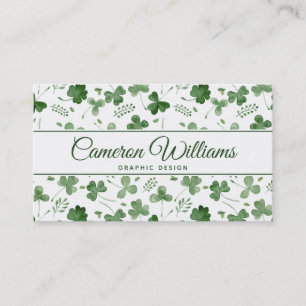 Soft Watercolor Shamrock Pattern Business Card
