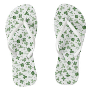 Soft Watercolor Shamrock Pattern Flip Flops