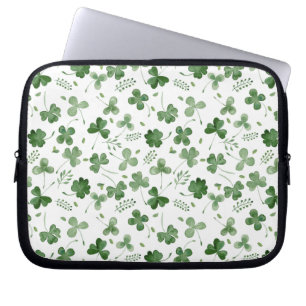 Soft Watercolor Shamrock Pattern Laptop Sleeve