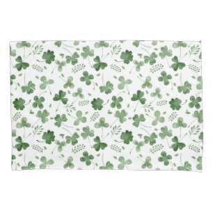 Soft Watercolor Shamrock Pattern Pillowcase