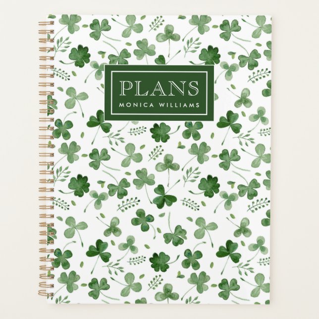 Soft Watercolor Shamrock Pattern Planner (Front)