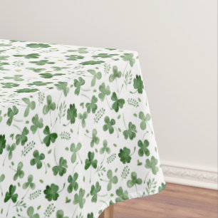Soft Watercolor Shamrock Pattern Tablecloth
