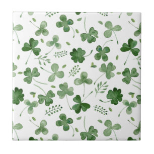 Soft Watercolor Shamrock Pattern Tile