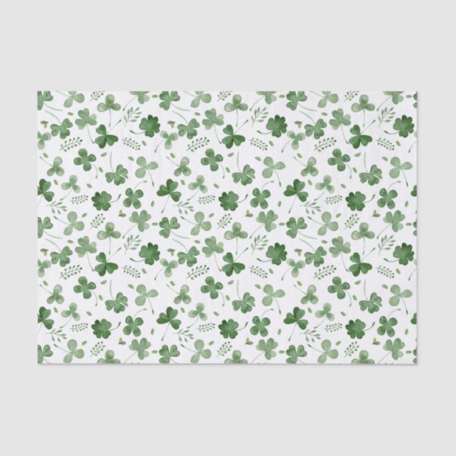 Soft Watercolor Shamrock Pattern Tissue Paper (Front)