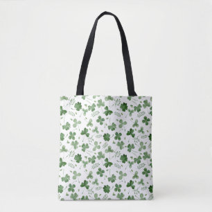 Soft Watercolor Shamrock Pattern Tote Bag