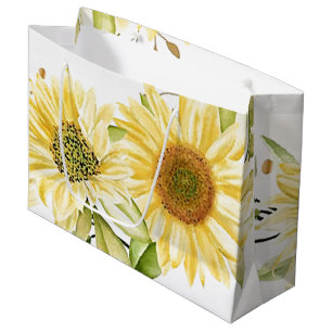 Soft watercolor sunflowers  large gift bag