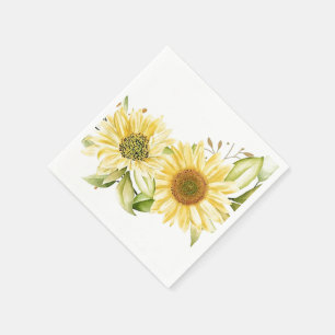 Soft watercolor sunflowers napkin