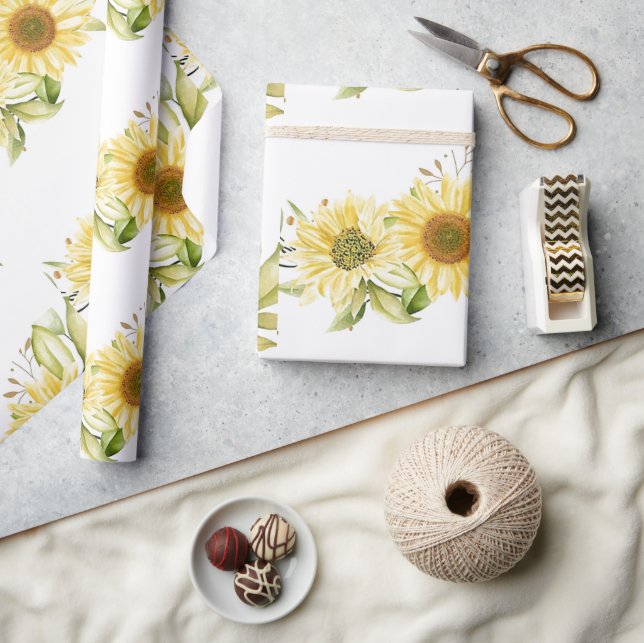Soft watercolor sunflowers wrapping paper (Crafts)
