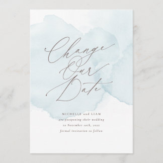 Soft Watercolor Wash Postponement Change the Date Invitation