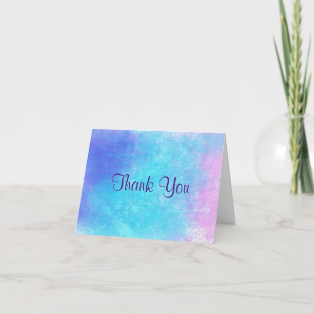 Soft Watercolors in Pink Purple and Blue Thank You (Front)