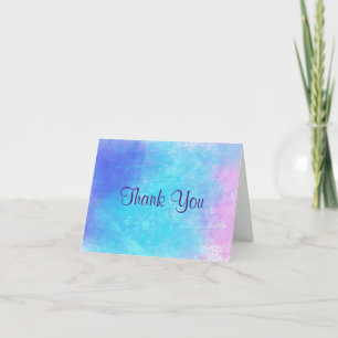 Soft Watercolors in Pink Purple and Blue Thank You Card
