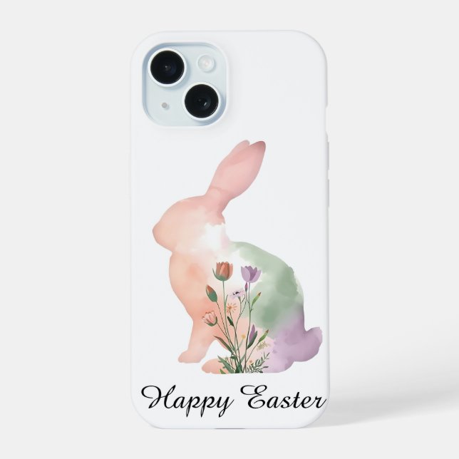 Soft Watercolour Easter Bunny   iPhone 15 Case (Back)