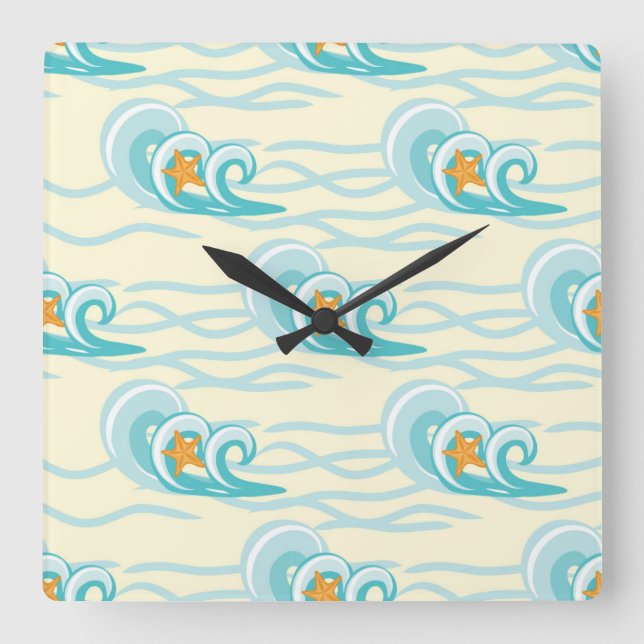 Soft Waves Pattern Square Wall Clock (Front)