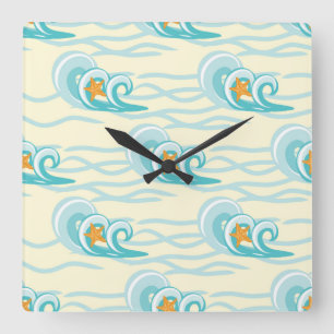 Soft Waves Pattern Square Wall Clock