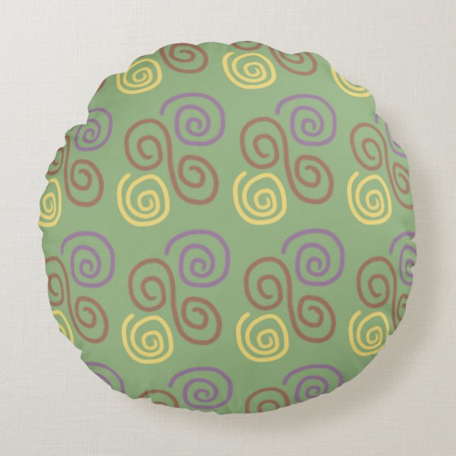 Soft Whirl Mosaic Round Pillow (Front)
