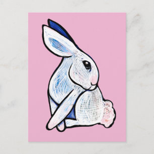 Soft White Bunny Rabbit Illustration               Postcard