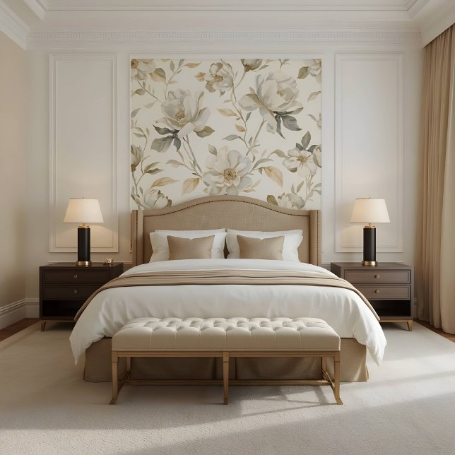 Soft White Camellia Floral Pattern Wallpaper (Creator Uploaded)